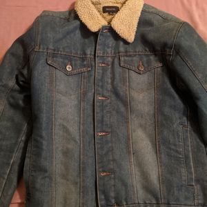 Fleece lined denim jacket